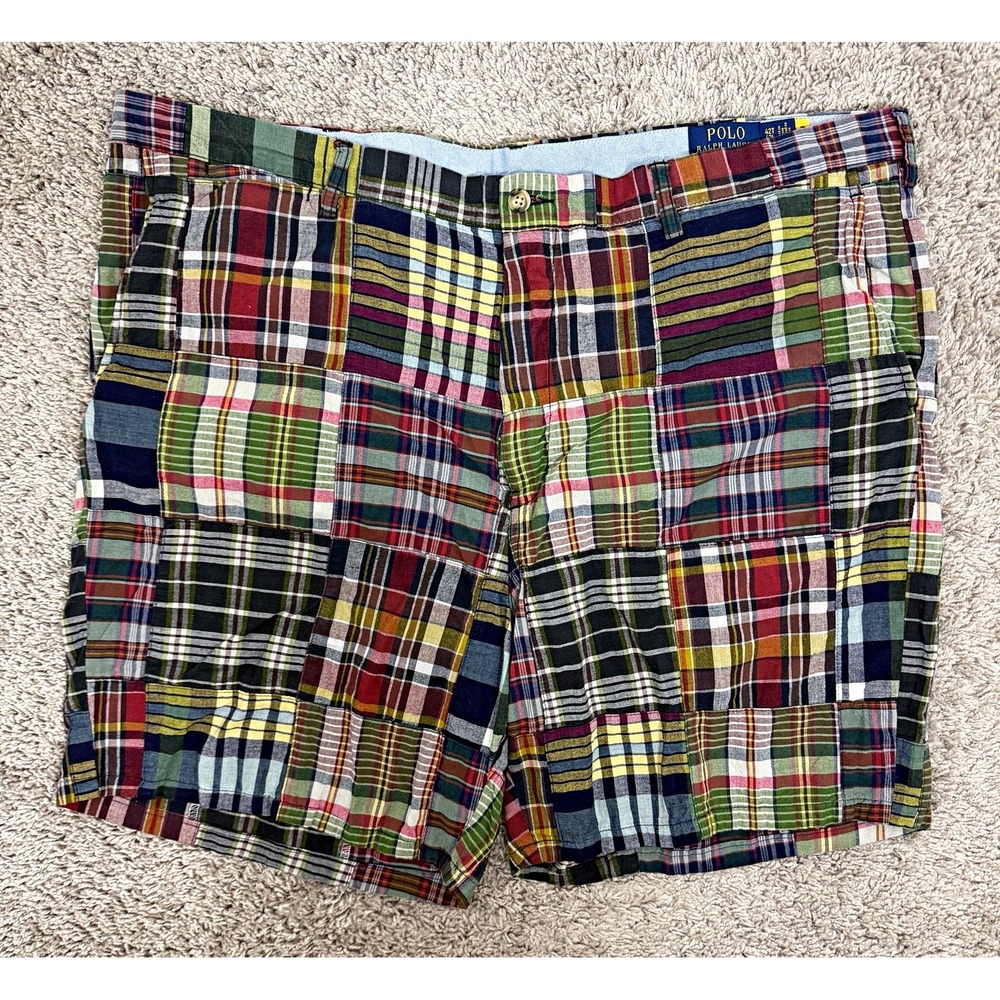 Men's Polo Ralph Lauren Classic Fit Bedford Patchwork Madras Plaid Shorts 42T